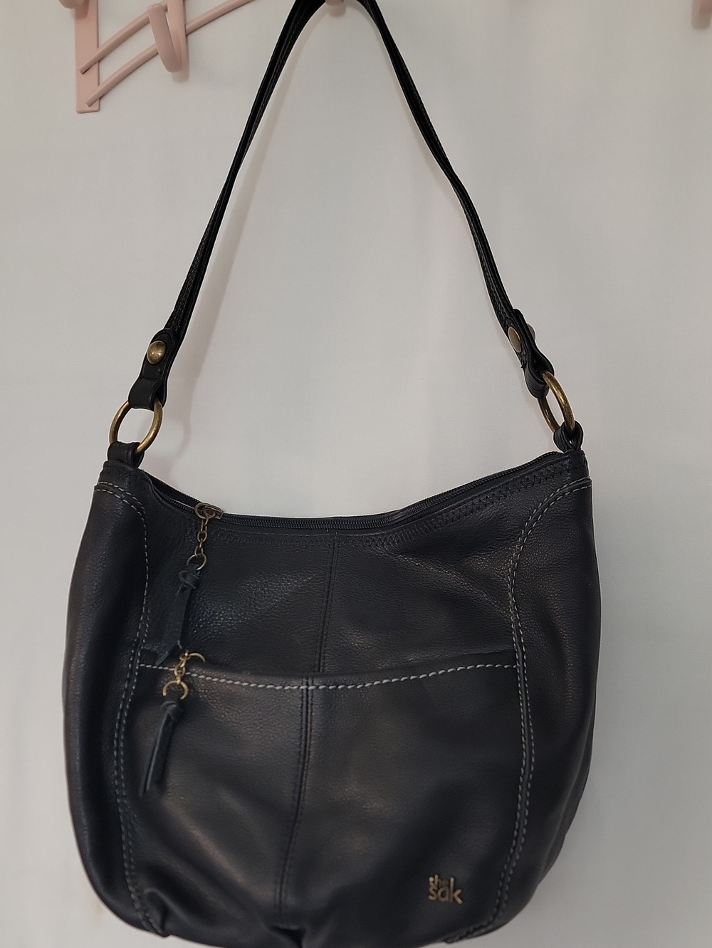 The Sak Black Leather Shoulder Hobo Bag